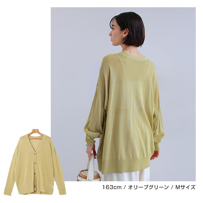 【Alma Design】長袖寬鬆薄透針織外套 袖長遮手防曬設計 顏色