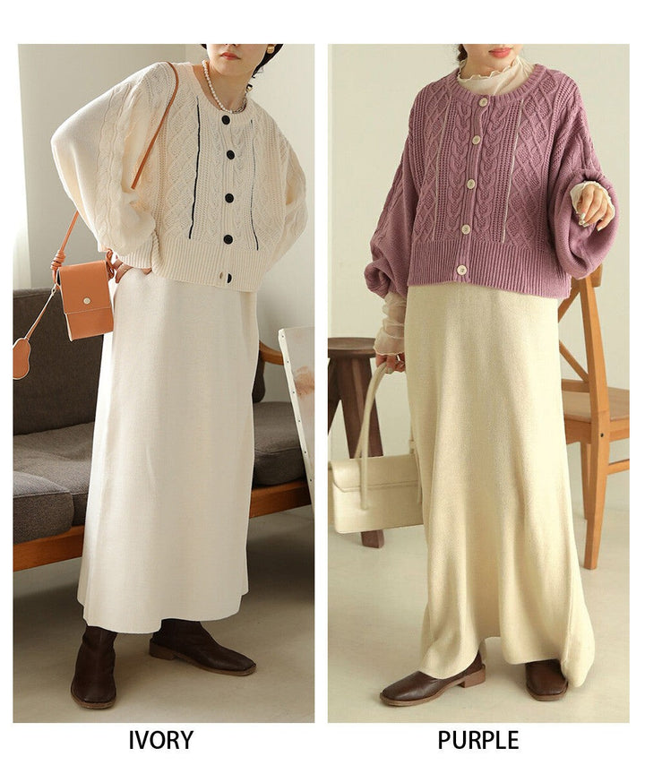 【Bab】麻花短版針織外套＋雙穿吊帶洋裝套組 Japan E-Shop
