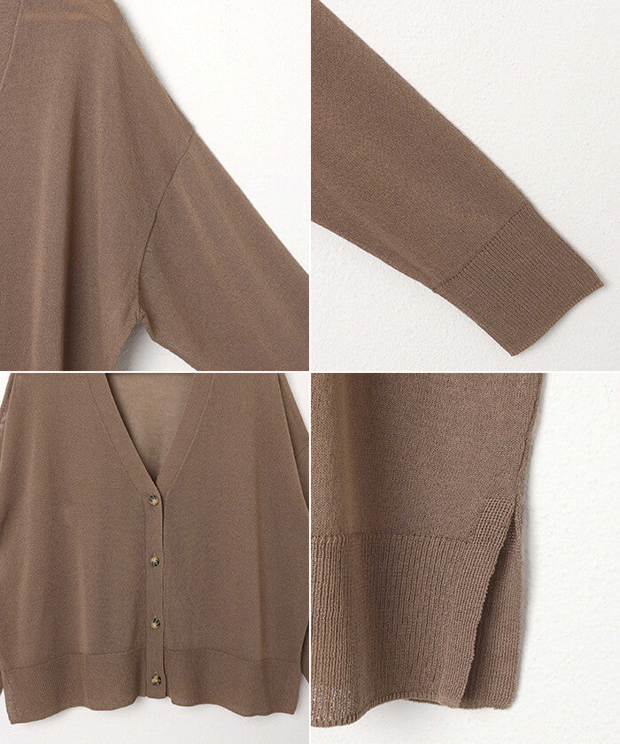 【Alma Design】抗UV接觸涼感 落肩短版薄針織開襟衫 顏色