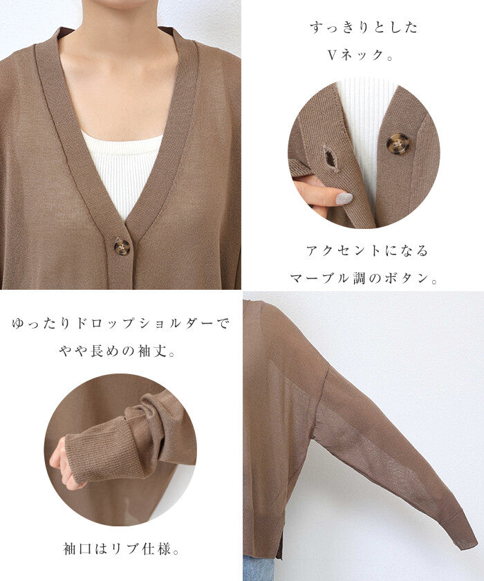 【Alma Design】抗UV接觸涼感 落肩短版薄針織開襟衫 顏色
