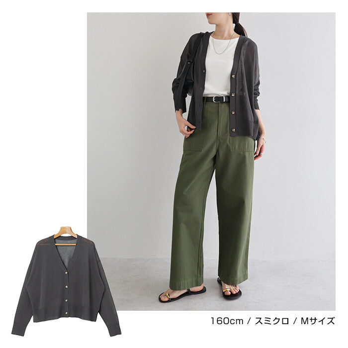 【Alma Design】抗UV接觸涼感 落肩短版薄針織開襟衫 顏色