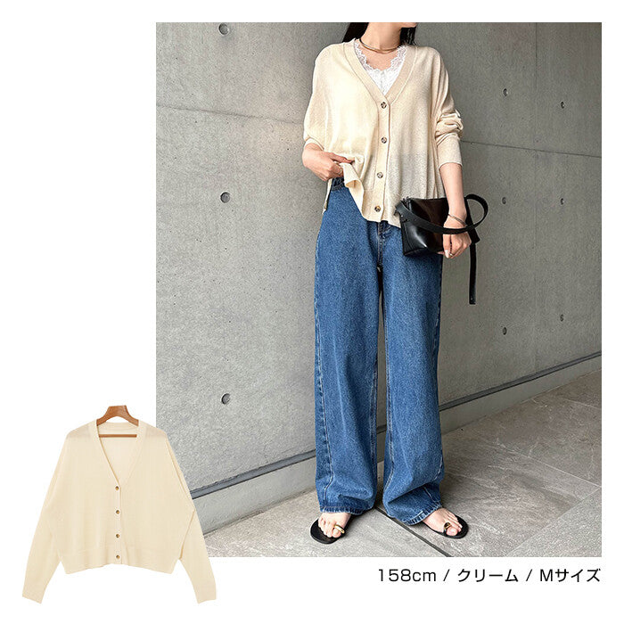 【Alma Design】抗UV接觸涼感 落肩短版薄針織開襟衫 顏色
