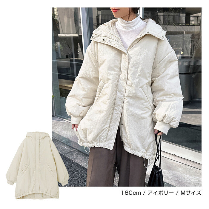【Alma Design】尼龍中綿寬鬆連帽外套 保暖蓬鬆冬季必備 顏色
