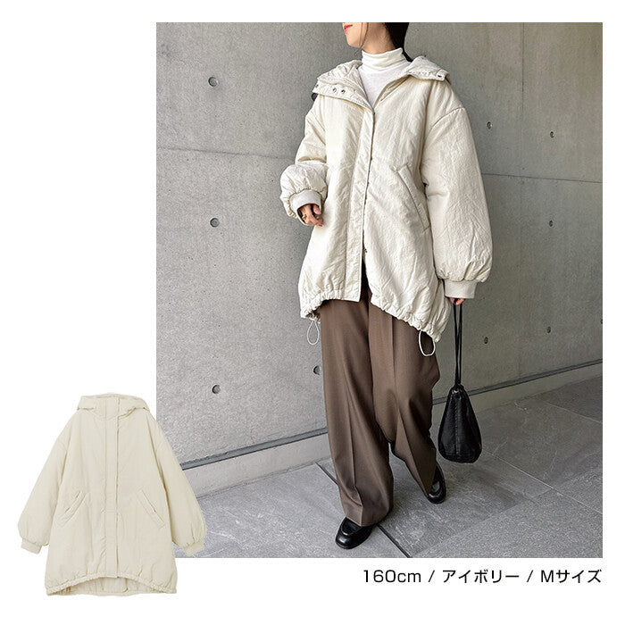 【Alma Design】尼龍中綿寬鬆連帽外套 保暖蓬鬆冬季必備 顏色