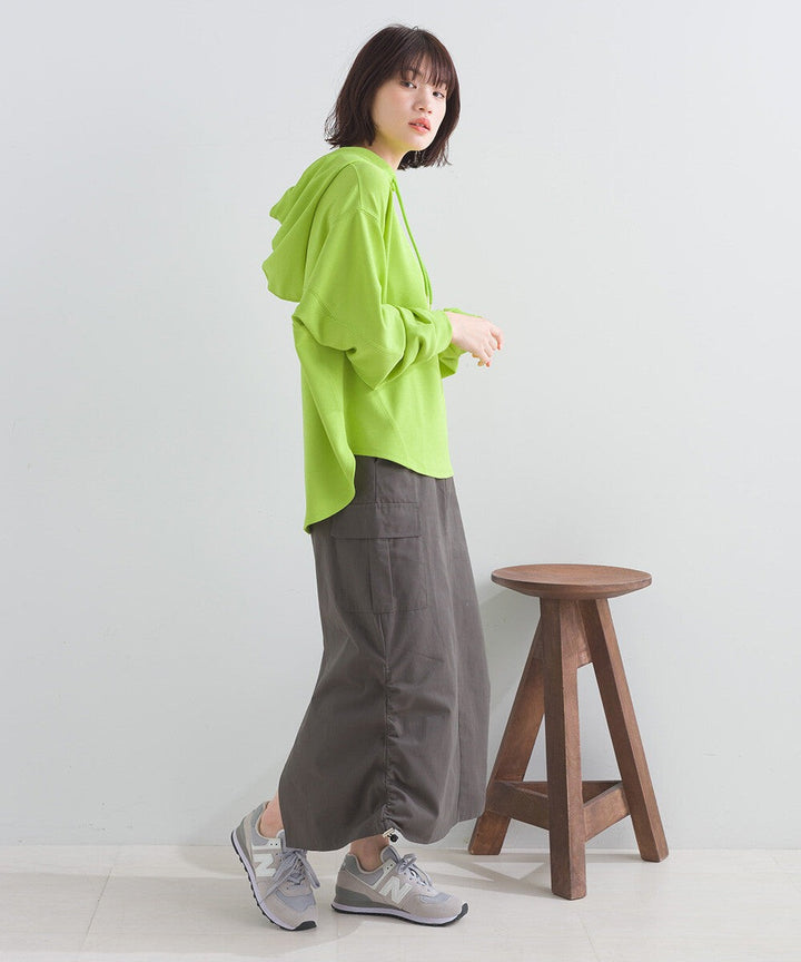 【FURRY】梨地拼接寬鬆連帽上衣 Japan E-Shop