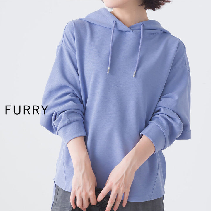 【FURRY】梨地拼接寬鬆連帽上衣 Japan E-Shop