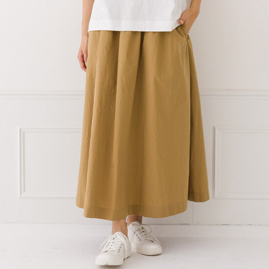 【kermu】水洗棉抓褶長裙 Japan E-Shop