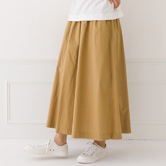 【kermu】水洗棉抓褶長裙 Japan E-Shop
