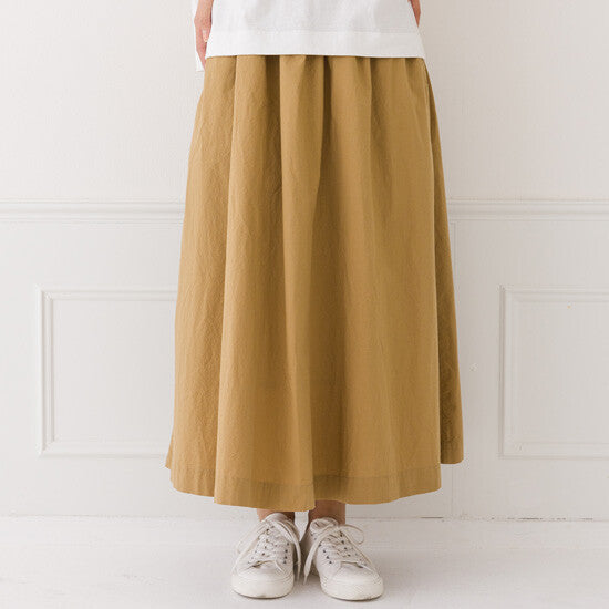 【kermu】水洗棉抓褶長裙 Japan E-Shop
