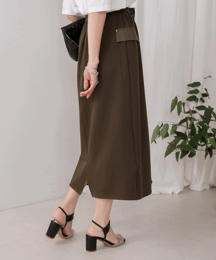 【Bou Jeloud】前打褶彈性A字長裙 顏色