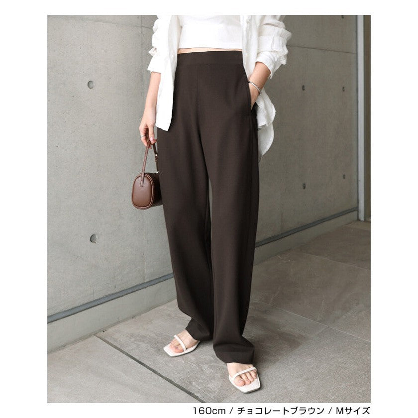 【evernavy】高彈羅馬布寬版弧形長褲 S至XL Japan E-Shop