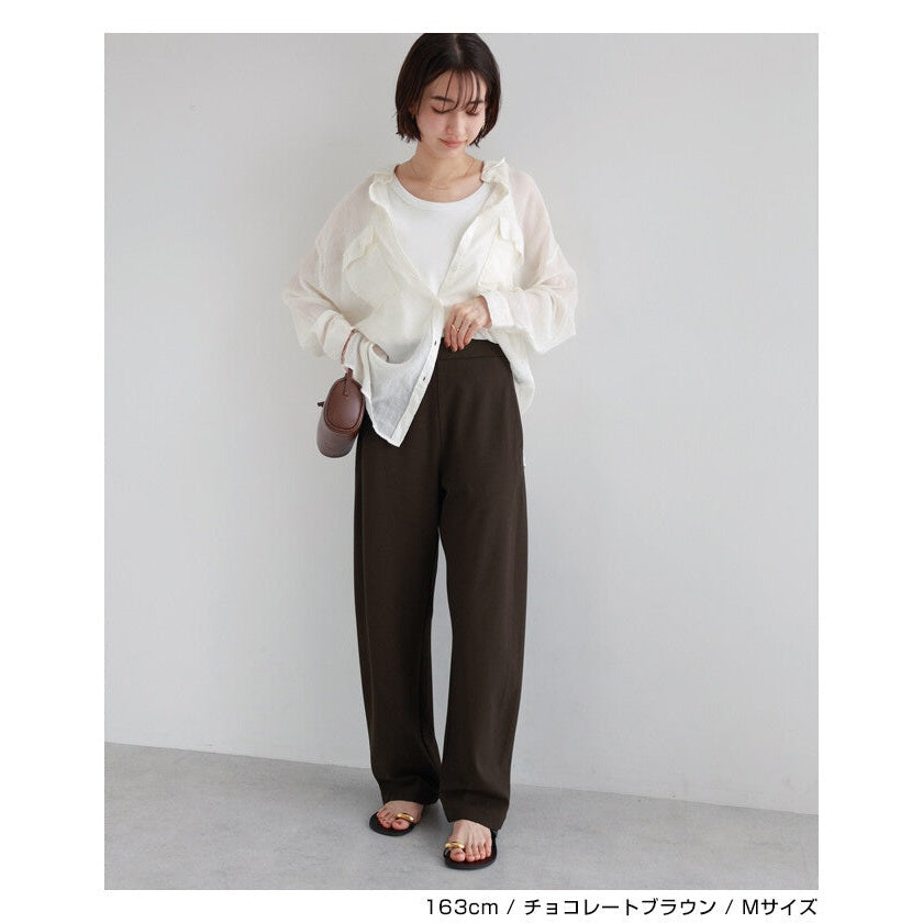 【evernavy】高彈羅馬布寬版弧形長褲 S至XL Japan E-Shop