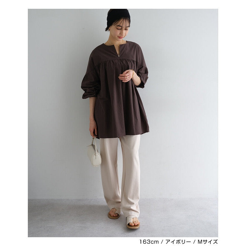【evernavy】高彈羅馬布寬版弧形長褲 S至XL Japan E-Shop