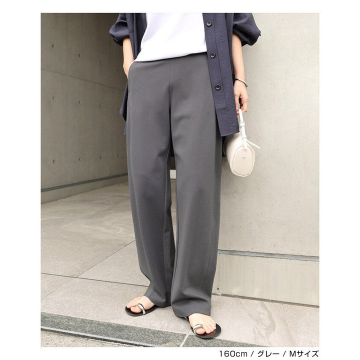 【evernavy】高彈羅馬布寬版弧形長褲 S至XL Japan E-Shop