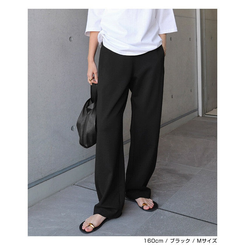 【evernavy】高彈羅馬布寬版弧形長褲 S至XL Japan E-Shop