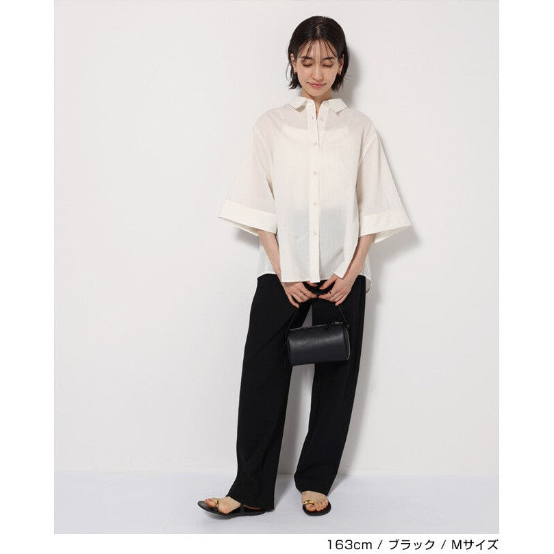 【evernavy】高彈羅馬布寬版弧形長褲 S至XL Japan E-Shop