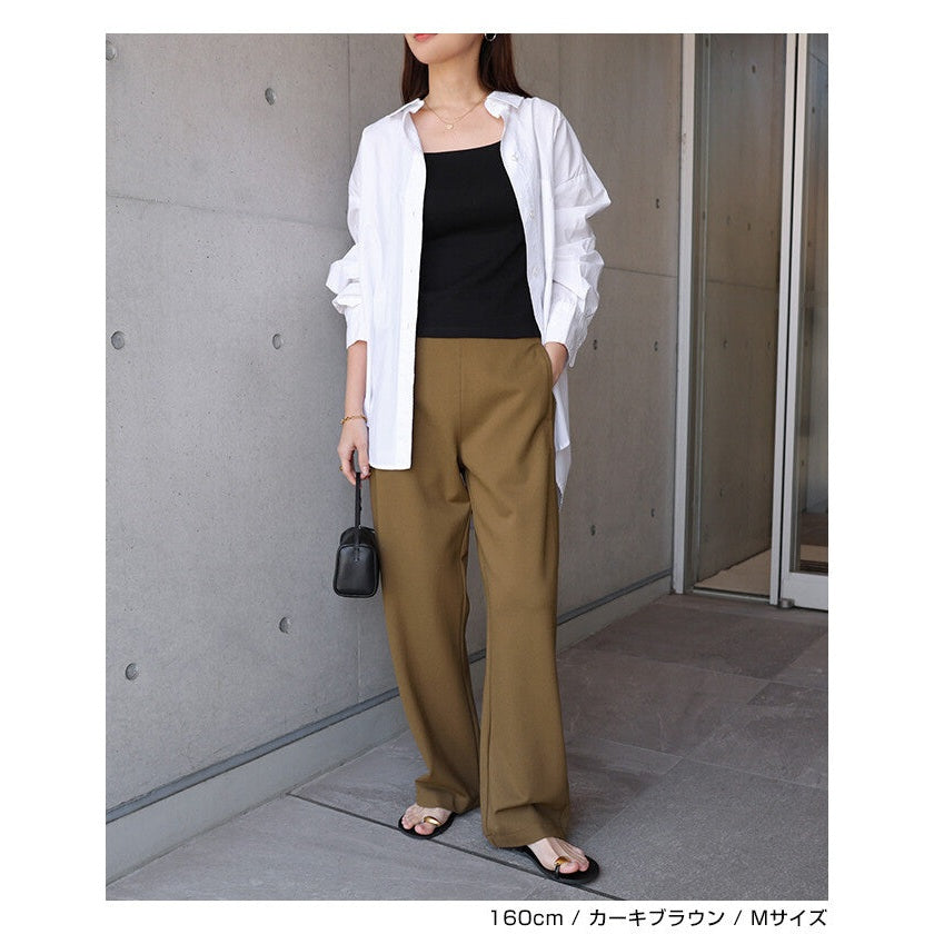 【evernavy】高彈羅馬布寬版弧形長褲 S至XL Japan E-Shop