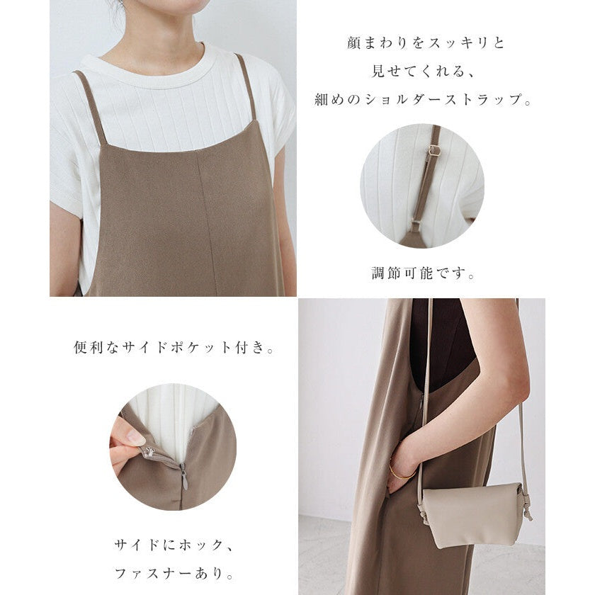 【evernavy】垂墜方領寬管吊帶連身褲 Japan E-Shop