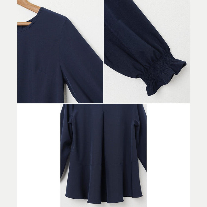 【evernavy】輕薄微彈荷葉下襬女裝襯衫 Japan E-Shop