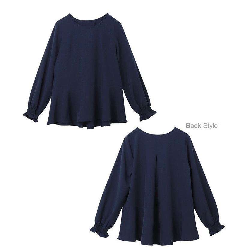 【evernavy】輕薄微彈荷葉下襬女裝襯衫 Japan E-Shop