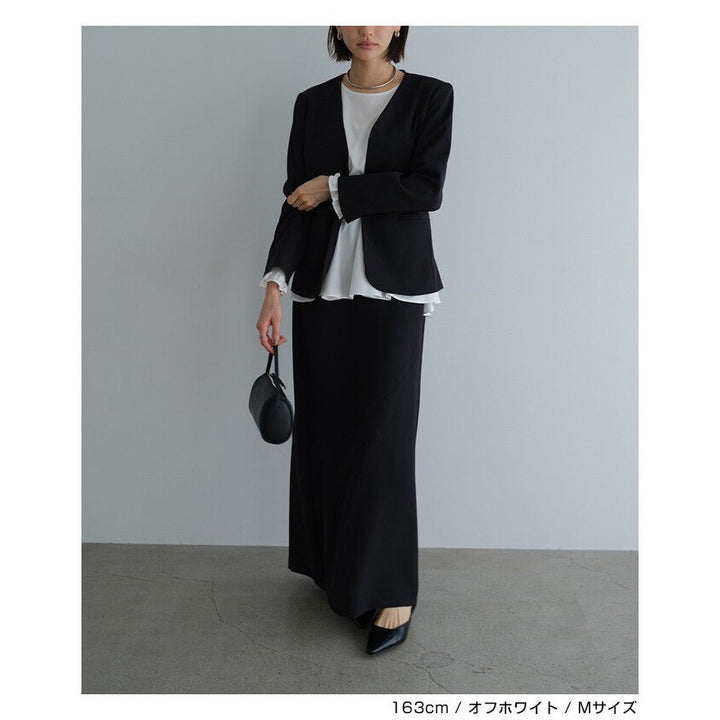 【evernavy】輕薄微彈荷葉下襬女裝襯衫 Japan E-Shop