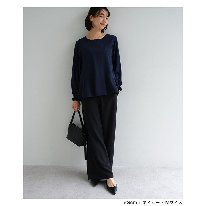 【evernavy】輕薄微彈荷葉下襬女裝襯衫 Japan E-Shop