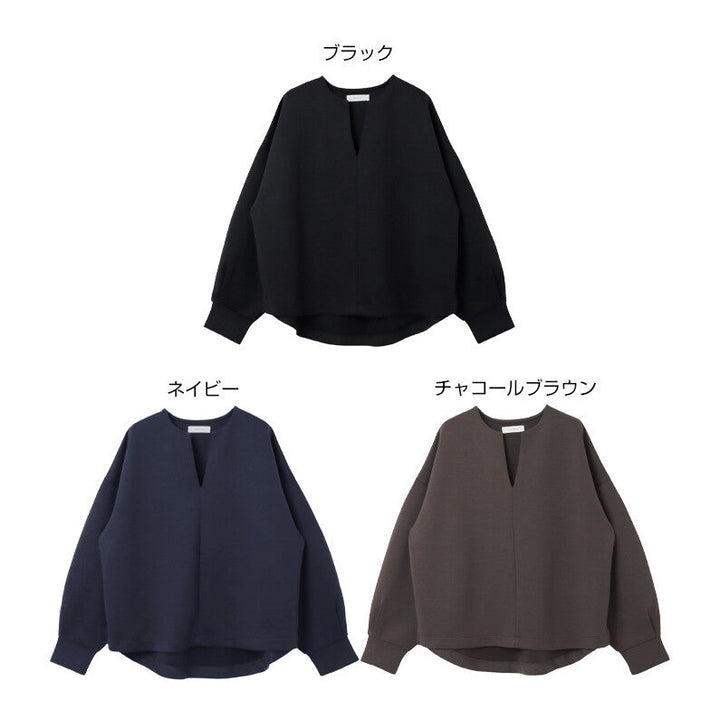 【evernavy】空氣層深V領蓬袖女裝上衣 Japan E-Shop
