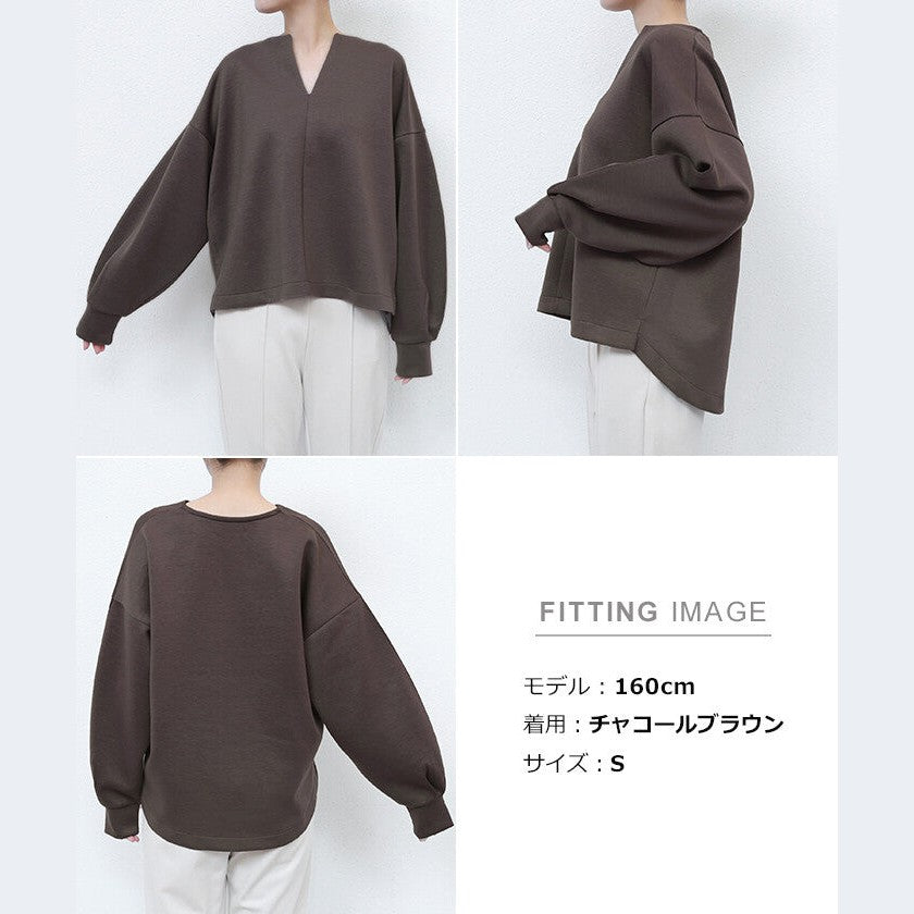 【evernavy】空氣層深V領蓬袖女裝上衣 Japan E-Shop
