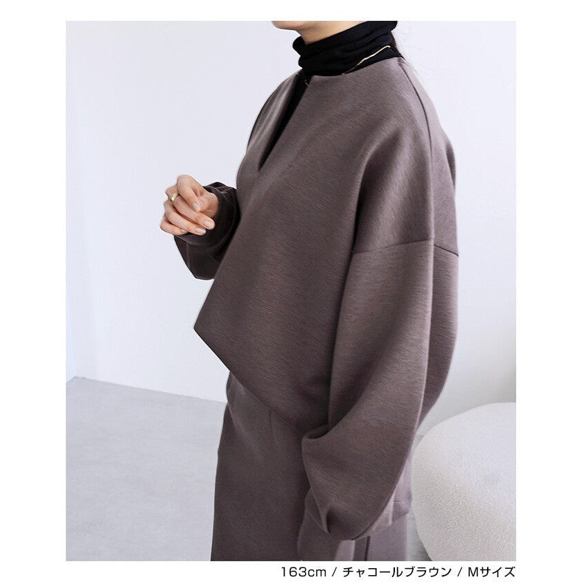 【evernavy】空氣層深V領蓬袖女裝上衣 Japan E-Shop