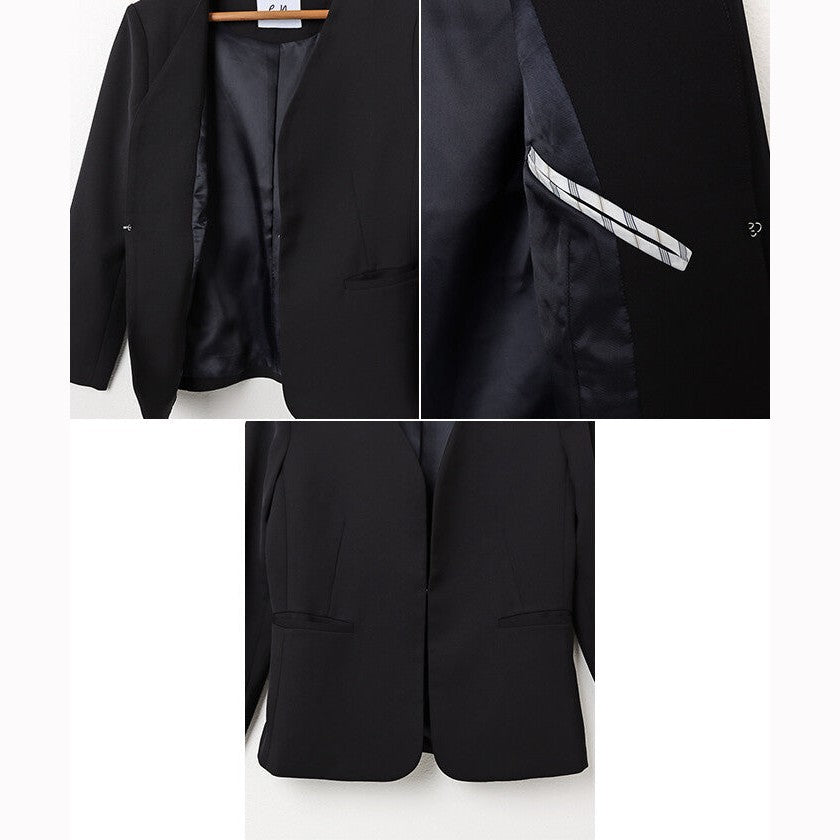 【evernavy】深海軍藍無領短版西裝外套 Japan E-Shop