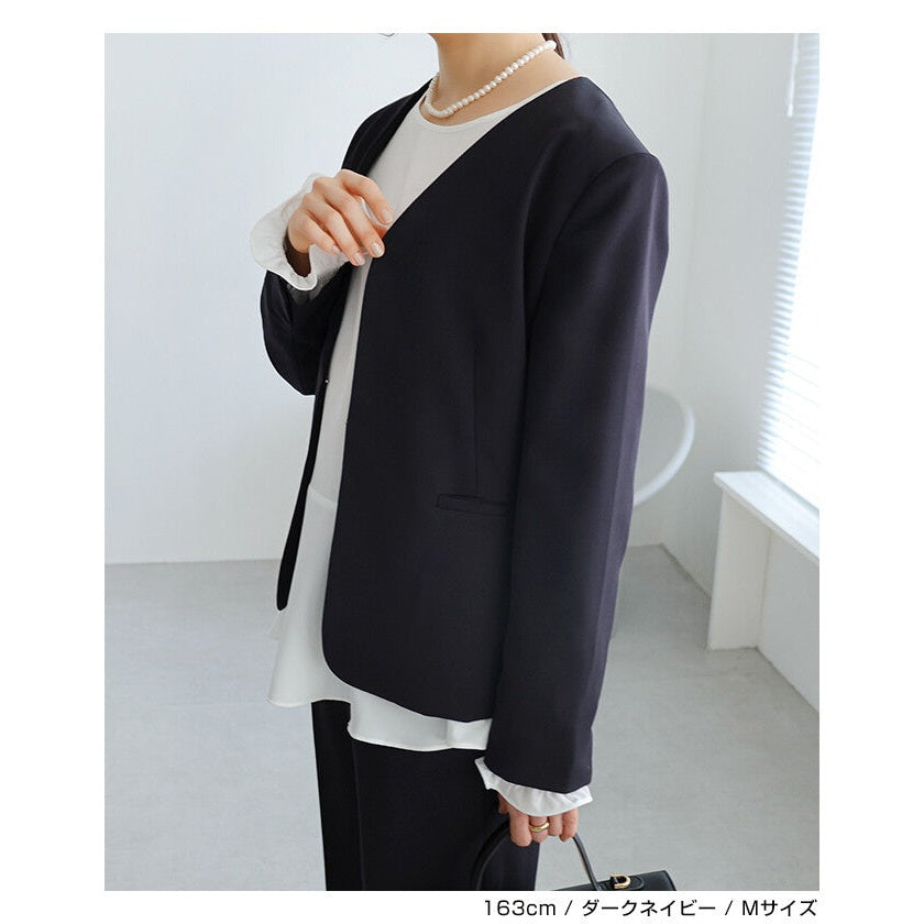 【evernavy】深海軍藍無領短版西裝外套 Japan E-Shop