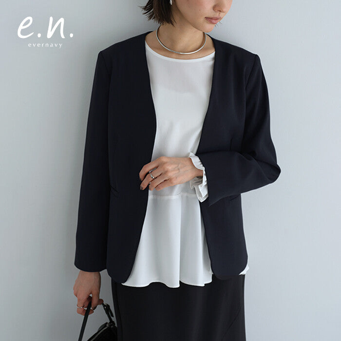 【evernavy】深海軍藍無領短版西裝外套 Japan E-Shop