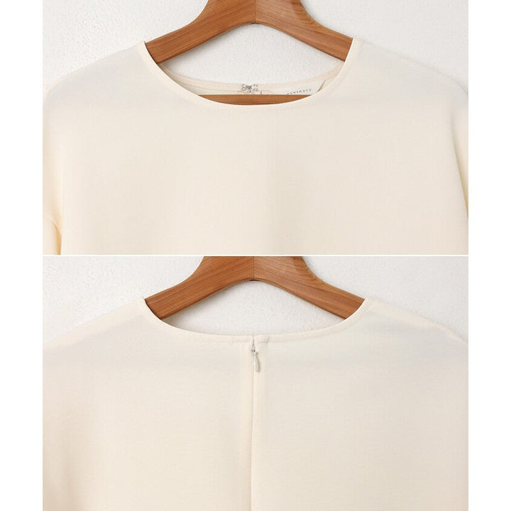 【evernavy】雙層織法蓬鬆袖前短後長女裝襯衫 Japan E-Shop