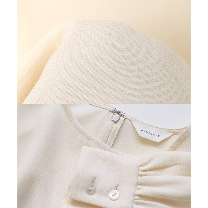 【evernavy】雙層織法蓬鬆袖前短後長女裝襯衫 Japan E-Shop