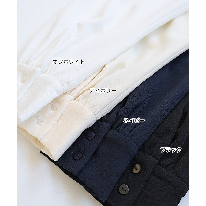 【evernavy】雙層織法蓬鬆袖前短後長女裝襯衫 Japan E-Shop