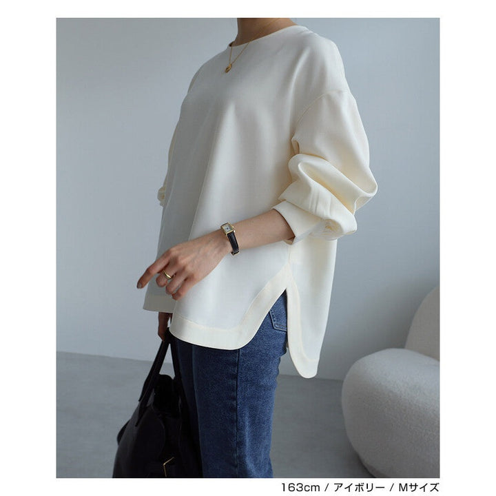【evernavy】雙層織法蓬鬆袖前短後長女裝襯衫 Japan E-Shop