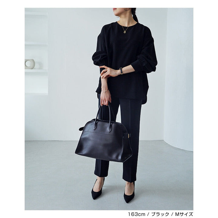 【evernavy】雙層織法蓬鬆袖前短後長女裝襯衫 Japan E-Shop