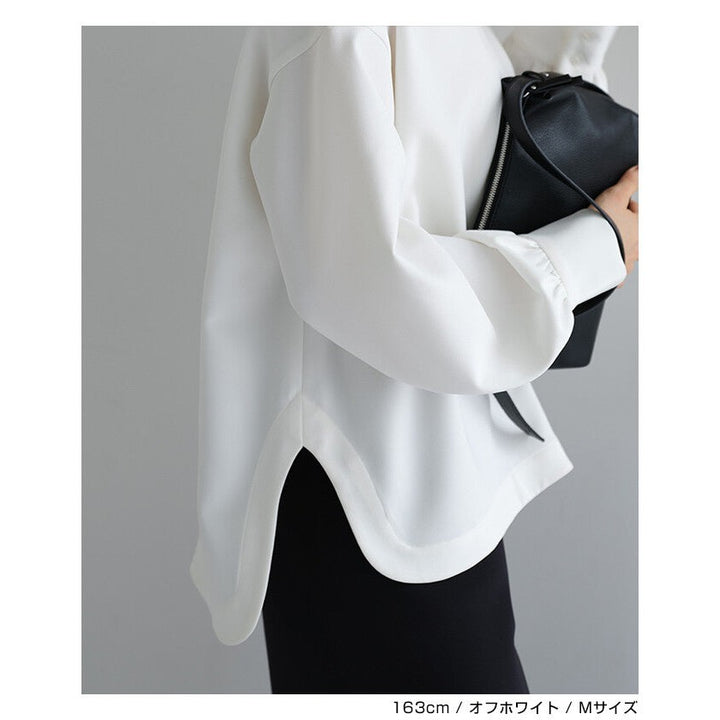 【evernavy】雙層織法蓬鬆袖前短後長女裝襯衫 Japan E-Shop