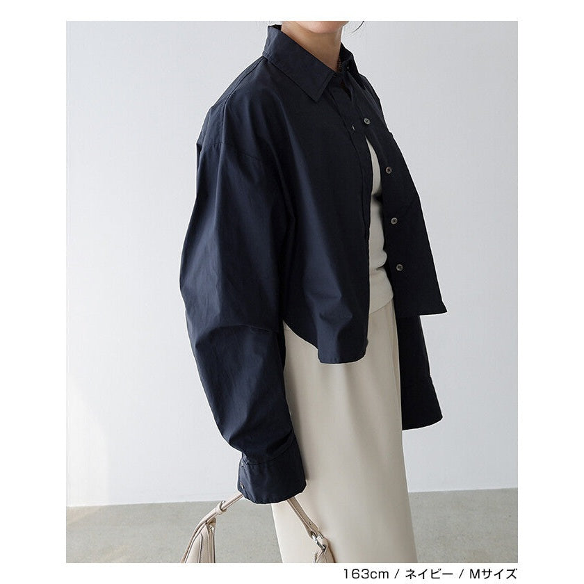 【evernavy】純棉立體剪裁前短後長襯衫外套 Japan E-Shop