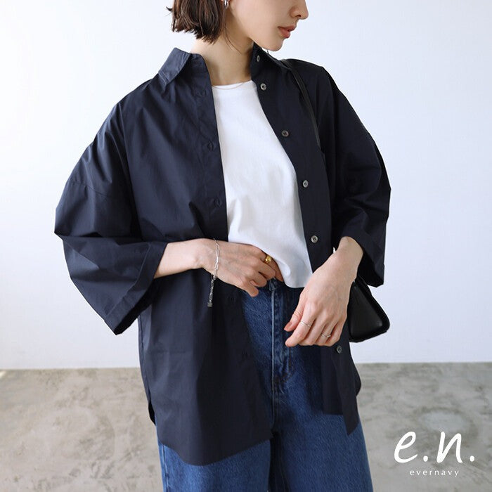 【evernavy】純棉挺身寬鬆前短後長襯衫 Japan E-Shop