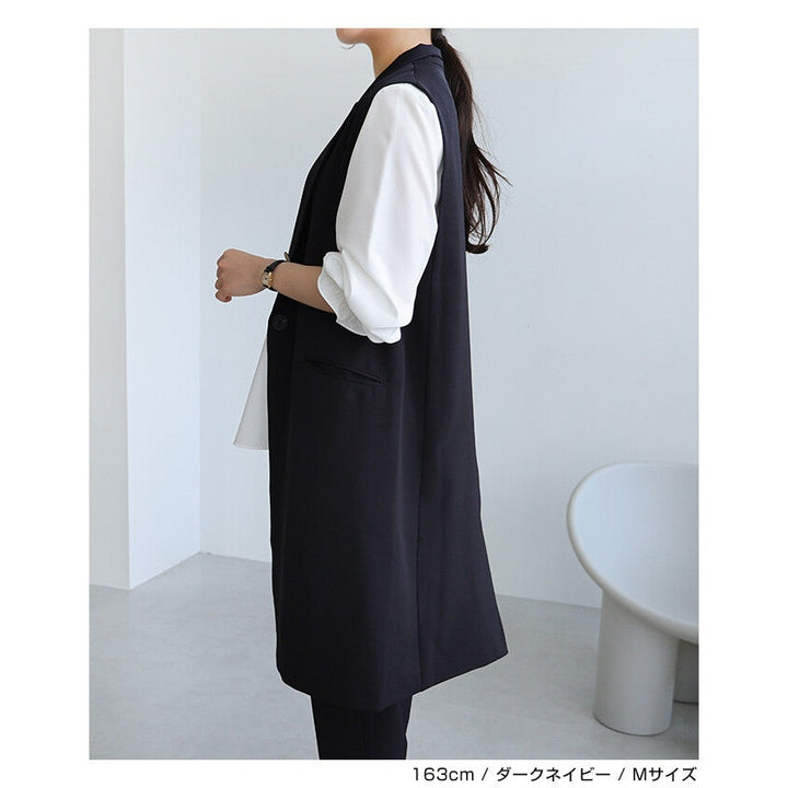 【evernavy】深海軍藍修身長版西裝背心 Japan E-Shop