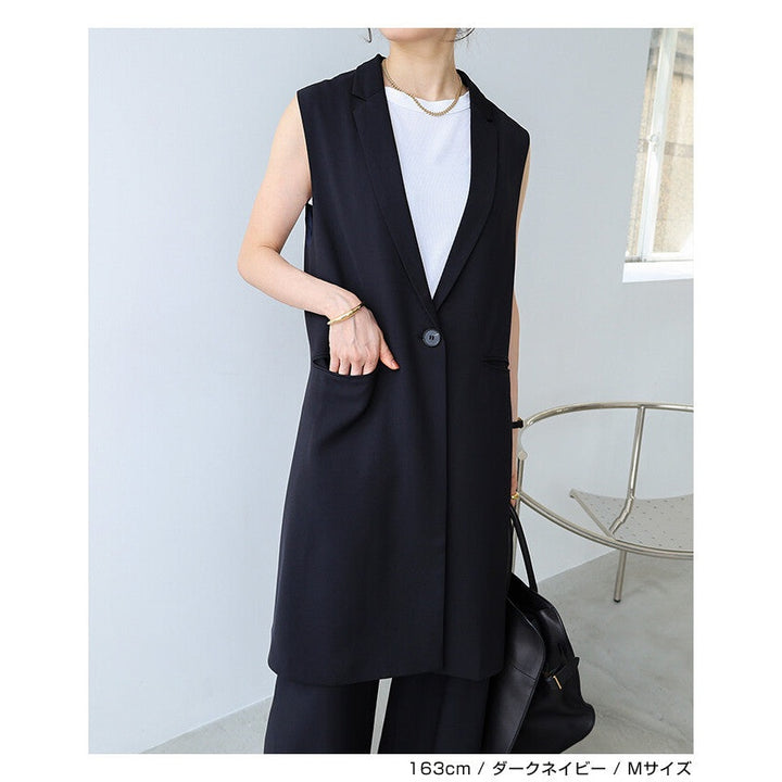 【evernavy】深海軍藍修身長版西裝背心 Japan E-Shop