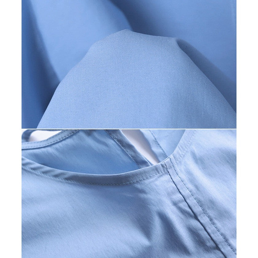 【evernavy】棉混紡立體燈籠袖長版女裝襯衫 Japan E-Shop