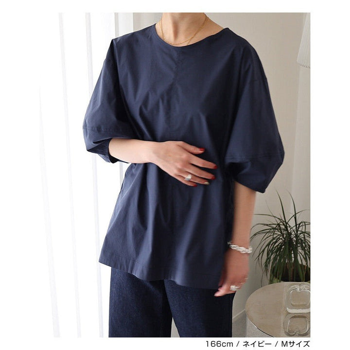 【evernavy】棉混紡立體燈籠袖長版女裝襯衫 Japan E-Shop