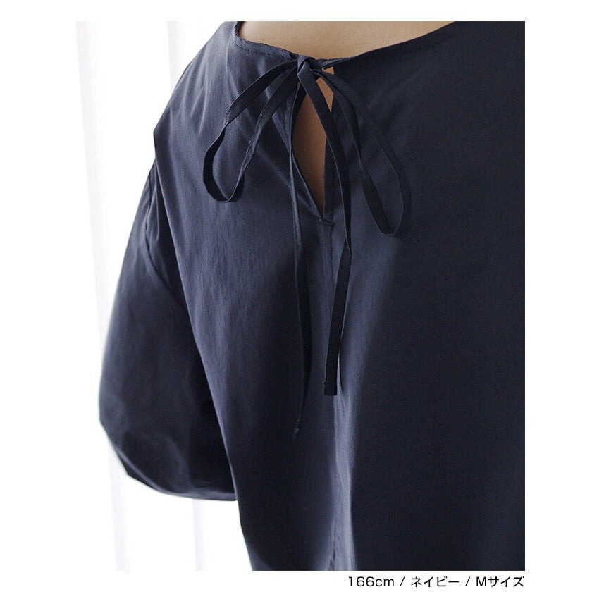 【evernavy】棉混紡立體燈籠袖長版女裝襯衫 Japan E-Shop