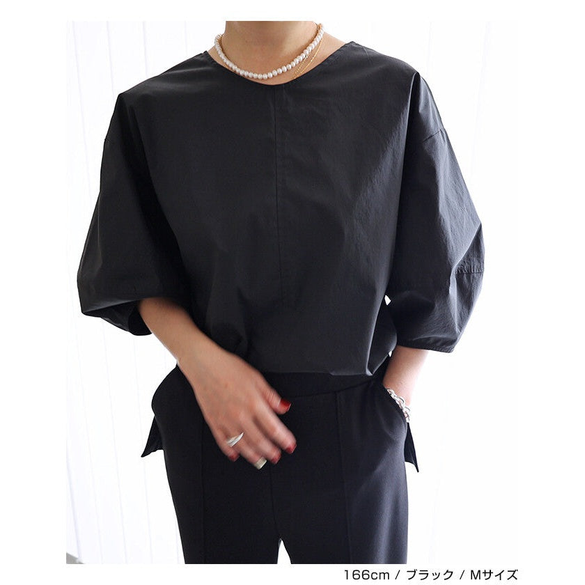 【evernavy】棉混紡立體燈籠袖長版女裝襯衫 Japan E-Shop
