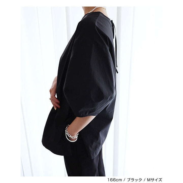 【evernavy】棉混紡立體燈籠袖長版女裝襯衫 Japan E-Shop