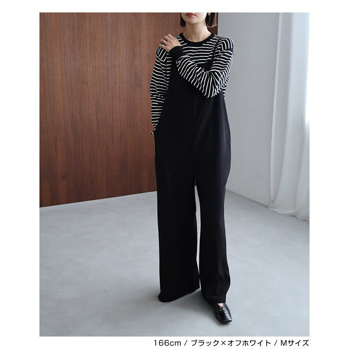 【evernavy】純棉細針織條紋圓領長袖上衣 Japan E-Shop
