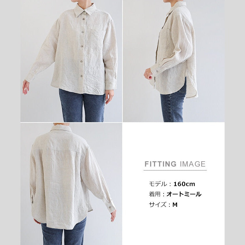 【evernavy】100%亞麻寬鬆長袖襯衫 柔軟水洗質感 Japan E-Shop
