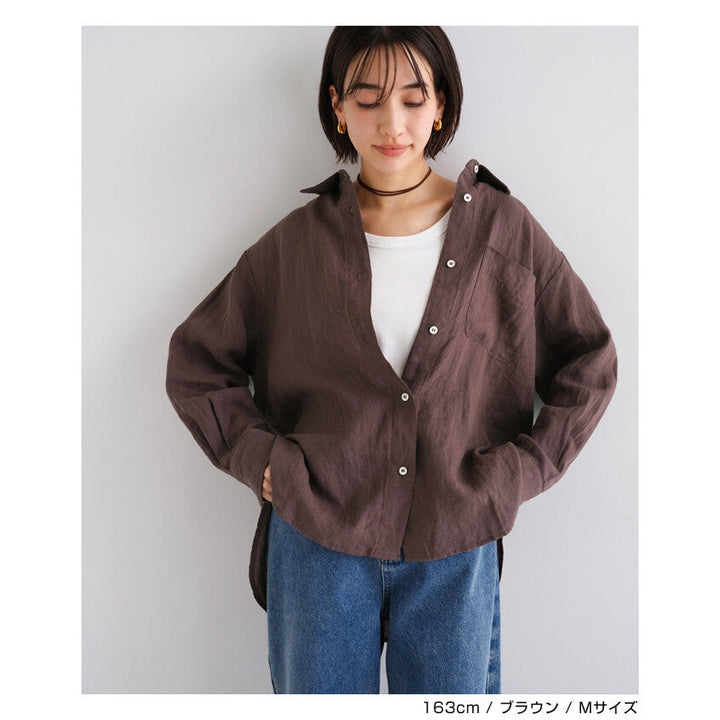 【evernavy】100%亞麻寬鬆長袖襯衫 柔軟水洗質感 Japan E-Shop